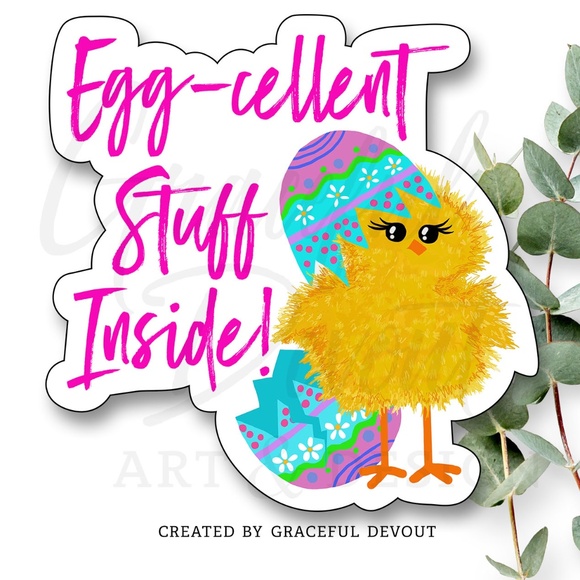 Egg-cellent Stuff Inside! - 2" (inches) Sticker 48ct.)  [GD51-48] - Picture 1 of 5